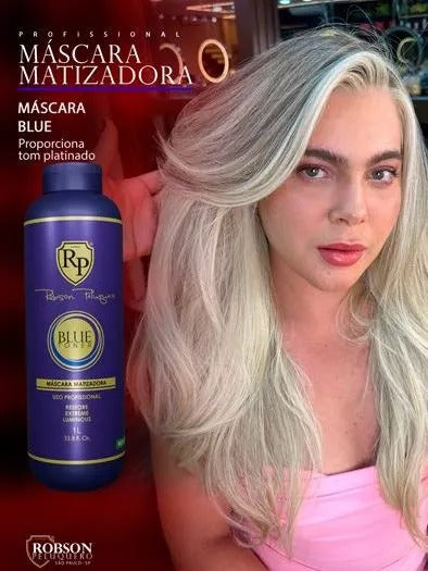 Robson Peluquero Matizador Blue 1L | Neutraliza Tons Alaranjados com Efeito Loiro Frio