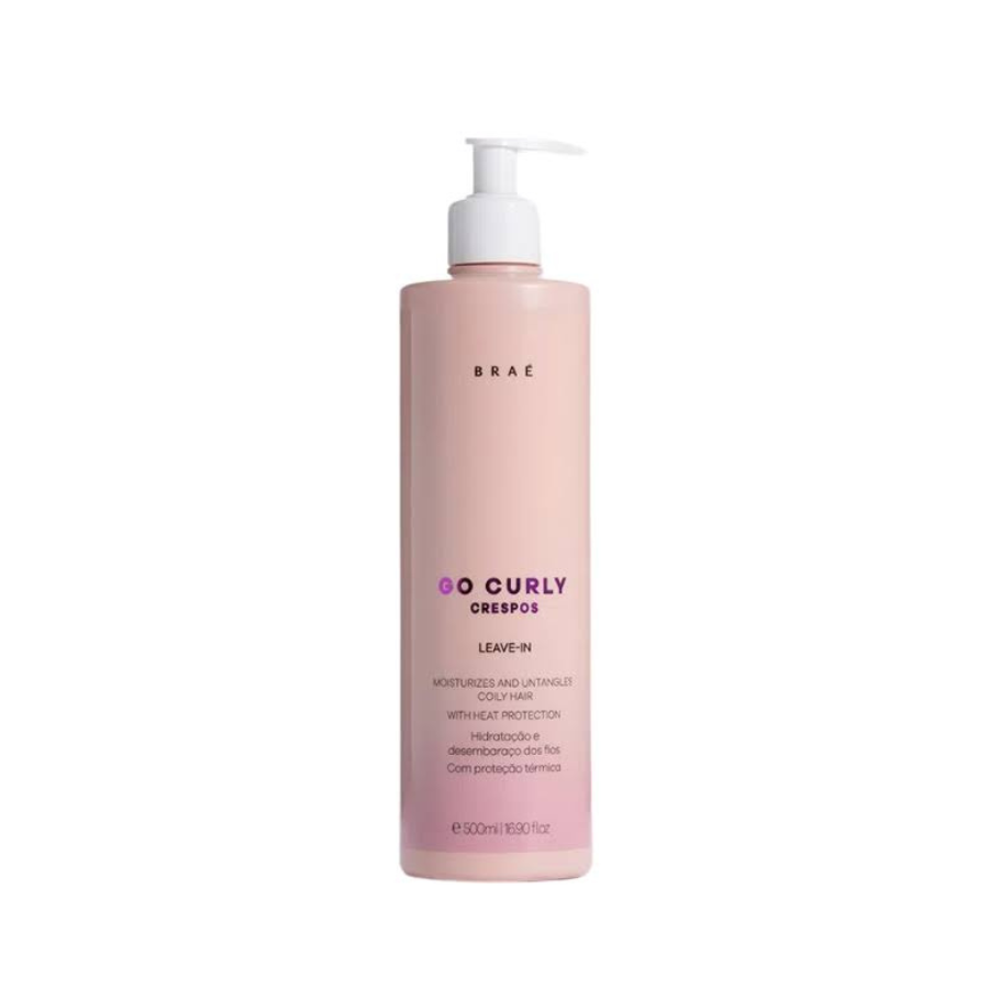 Braé Go Curly Crespos Leave-in 500g – Nutrição, Definição e Proteção Térmica para Cabelos Crespos