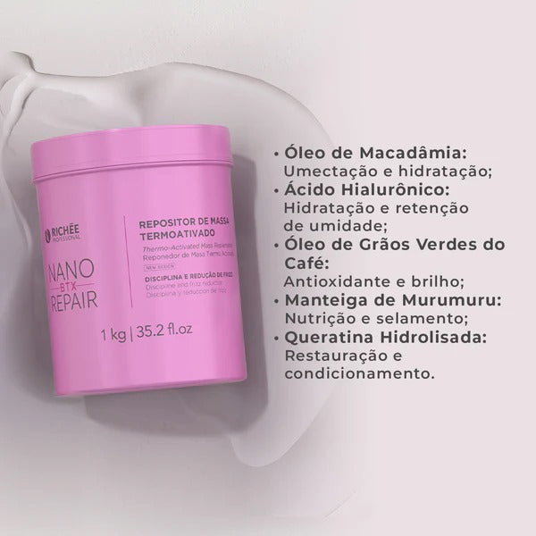 Richée NanoBtx Repair 500g – Repositor de Massa Termoativado com Efeito Liso e Brilho Intenso