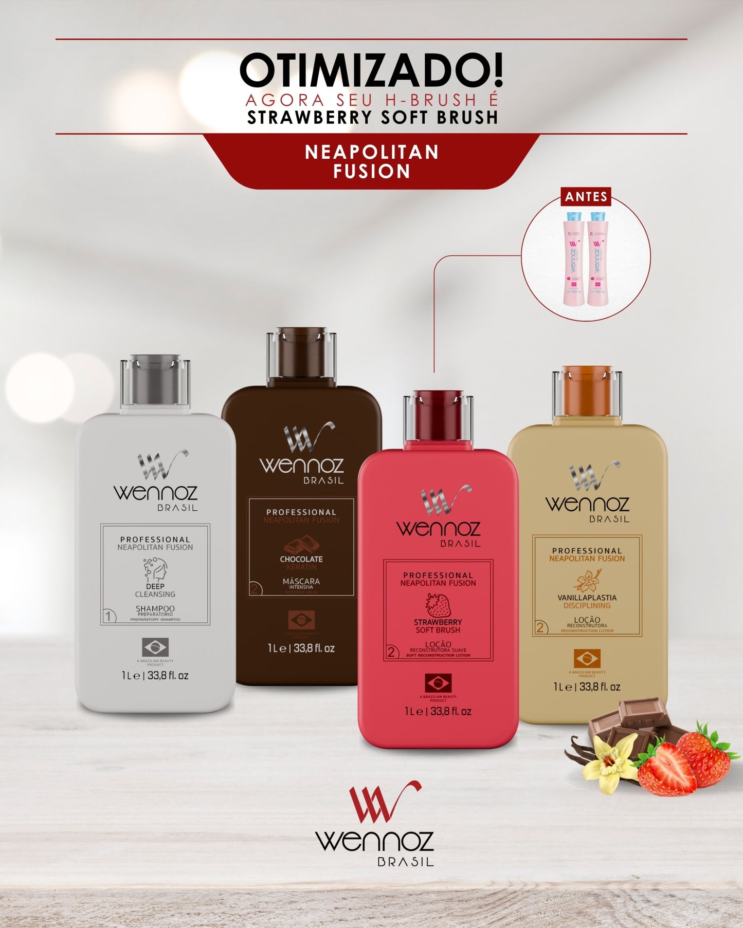 Wennoz Napolitan Fusion Vanilla 2x1L – Tratamento Alisante Orgânico com Efeito Regenerador e Antifrizz