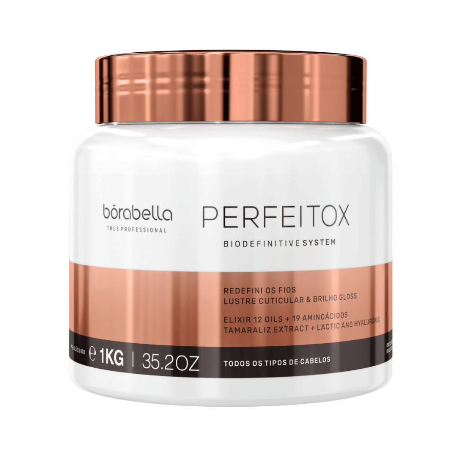 Borabella Perfeitox Bio Definitive System 1kg – Alisante Capilar Orgânico com 12 Óleos Nutritivos e 19 Aminoácidos