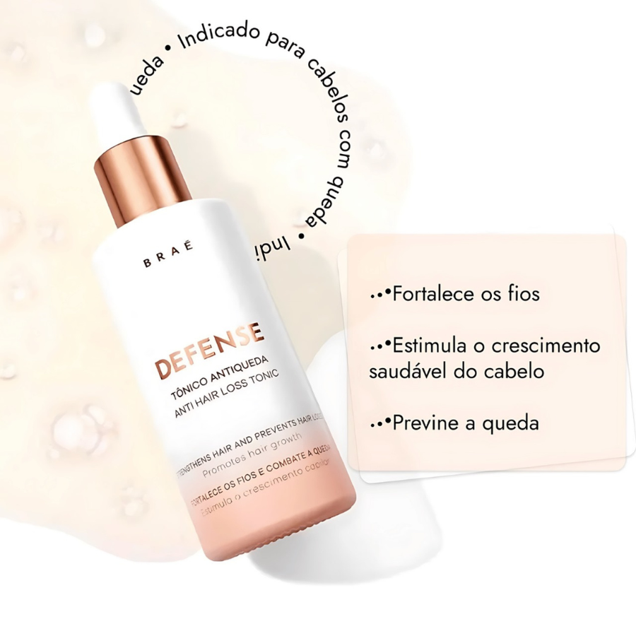 Braé Defense Tônico Antiqueda 60ml – Crescimento Capilar e Fios Mais Densos