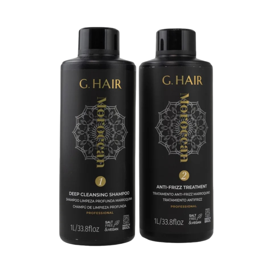 G.Hair Marroquino Kit Profissional 2x1L – Tratamento de Redução de Volume com Extrato de Cacau e Queratina