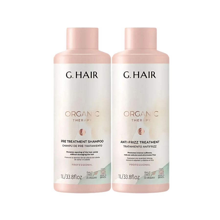 G.Hair Organic Therapy 2x1L – Tratamento Antivolume e Antifrizz com Efeito Liso Natural