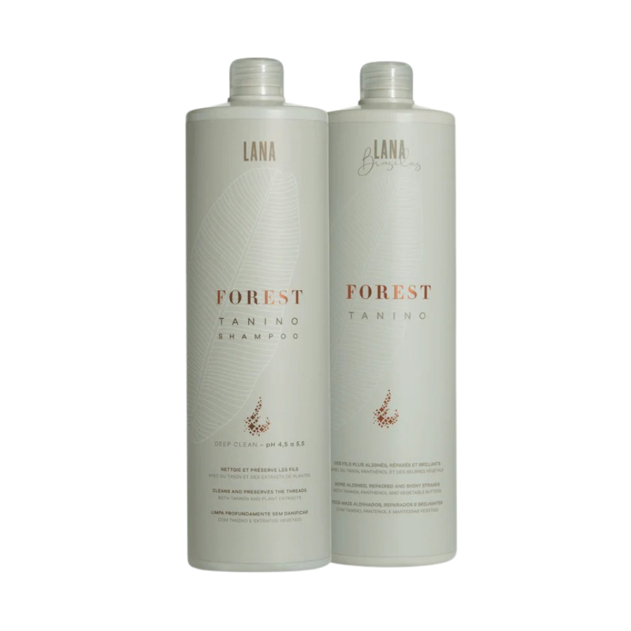 Lana Brasiles Kit Tratamento Alisante Orgânico Forest Tanino 1L – Passo 1 e 2 | Vegano Profissional