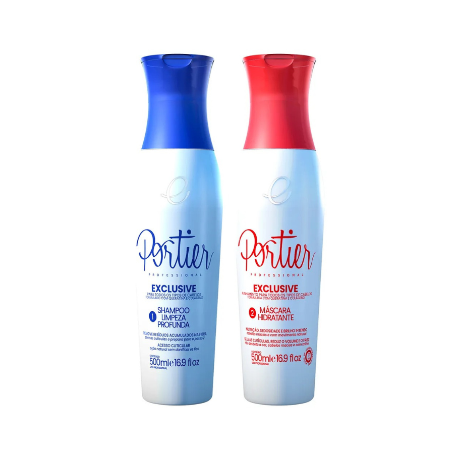 Portier Kit Exclusive 2x500ml – Alisante Capilar com Efeito Tridimensional e Hidratação Profunda