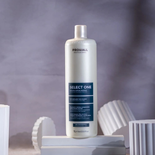 Prohall Professional Select One Um Só Passo 1L - Máscara Antifrizz com Controle de Volume, Brilho e Tratamento Capilar Profissional