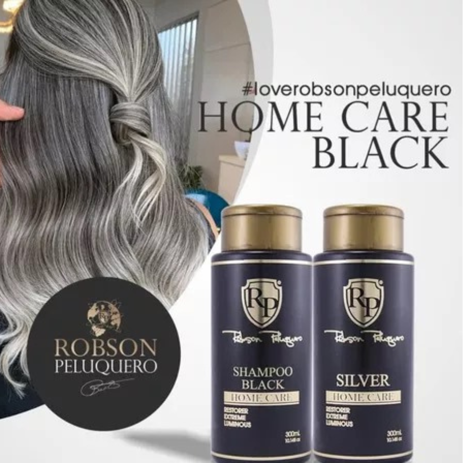 Robson Peluquero Kit Matizador Black Home Care 300ml -Tons acinzentados intensos
