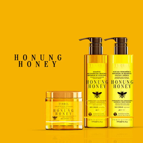 Tyrrel Honung Honey Máscara Repositora de Colágeno 500g – Hidratação e Reconstrução Intensiva