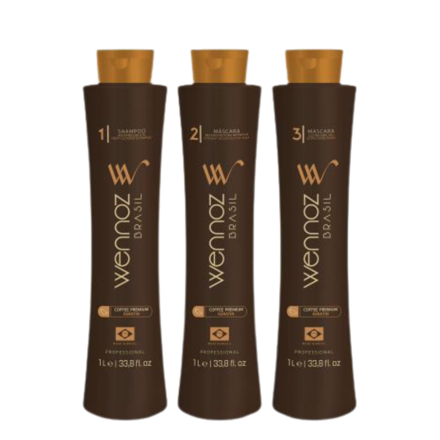 Wennoz Coffee Premium Kit Tratamento Alisante 3 Passos 1L