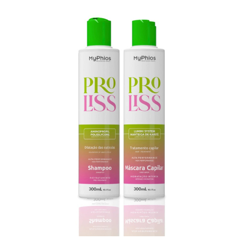 MyPhios ProLiss Profissional Shampoo + Máscara 300ml – Tratamento Alisante com Brilho Intenso e Nutrição Avançada