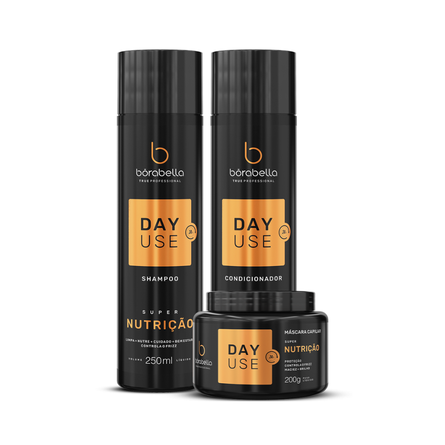 Kit Borabella Day Use Super Nutrição shampoo, condicionador e máscara