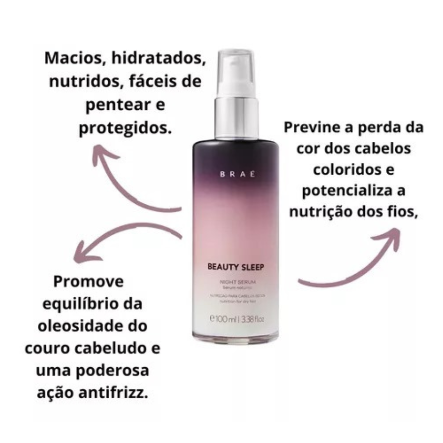 Braé Beauty Sleep – Sérum Noturno Capilar com Niacinamida e Vitamina E 100ml