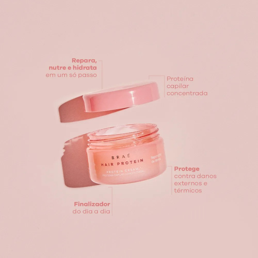 Braé Hair Protein 80g – Proteína Capilar Concentrada com Proteção Térmica e Reparação Imediata
