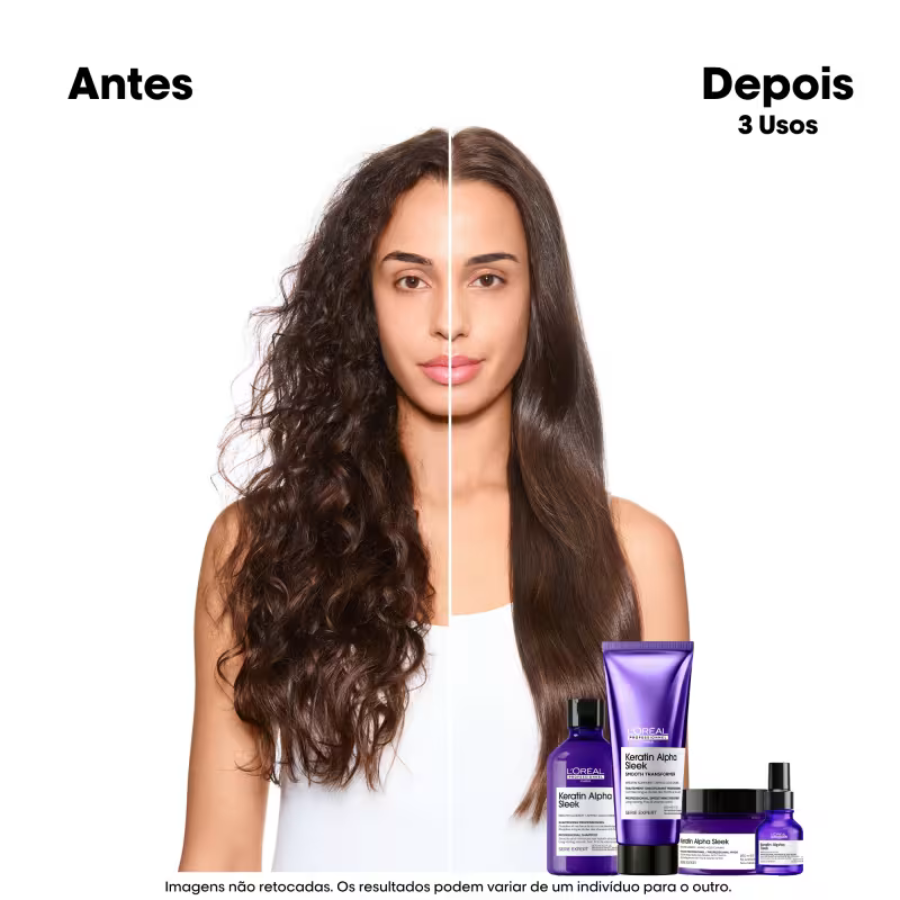 L'Oréal Shampoo Antifrizz Profissional Keratin Alpha Sleek Sem Sulfato