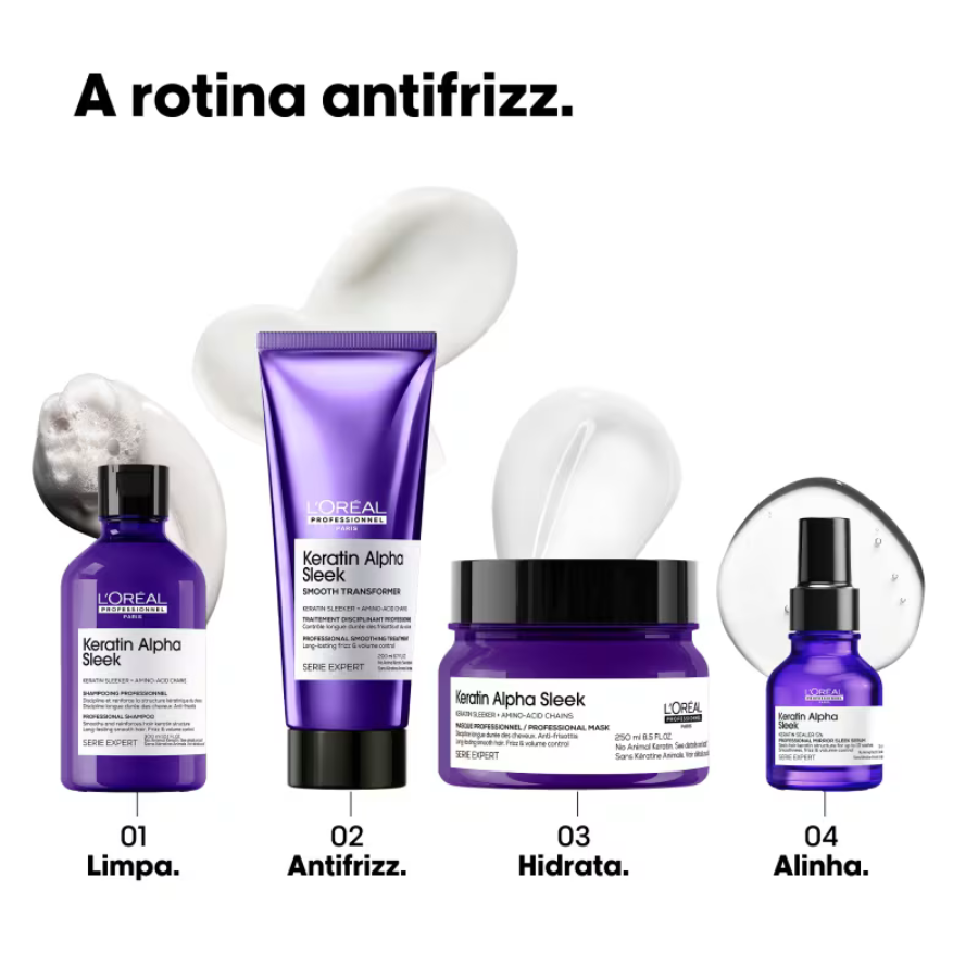 L'Oréal Shampoo Antifrizz Profissional Keratin Alpha Sleek Sem Sulfato