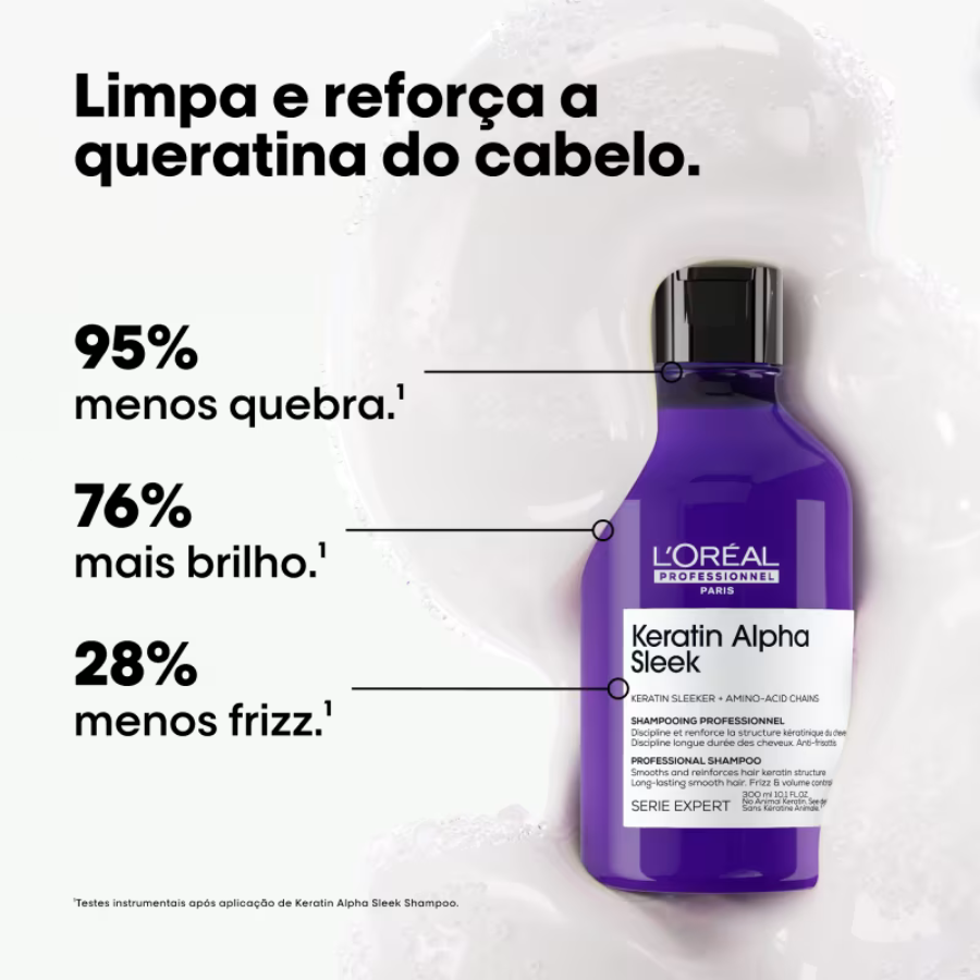 L'Oréal Shampoo Antifrizz Profissional Keratin Alpha Sleek Sem Sulfato