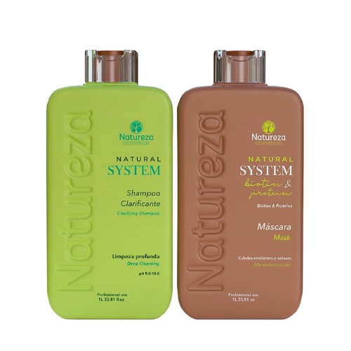 Kit Natureza Cosméticos Biotina Orgânica Tratamento Alisante 2 Passos 2x1L – Força, Crescimento e Brilho Profissional