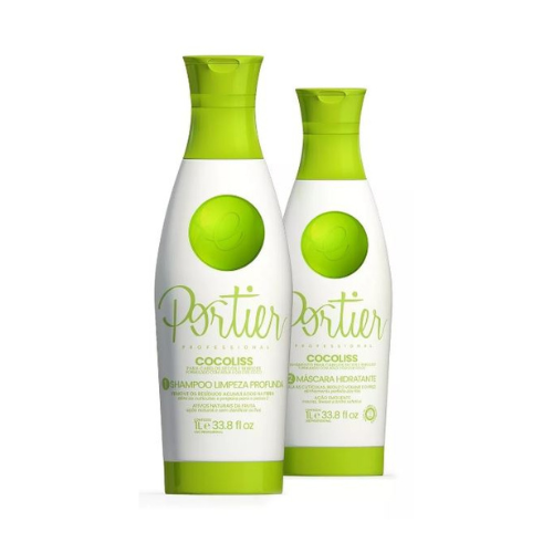 Portier Cocoliss Kit 2 Passos 1L – Alisante Capilar com Óleo de Coco e Ação Antifrizz