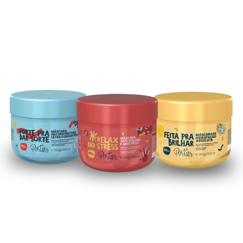 Portier Kit Cronograma Capilar Completo – Hidratação, Nutrição e Reconstrução 3 Máscaras 250g
