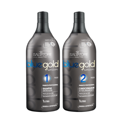 Salvatore Blue Gold Premium – Tratamento Alisante Orgânico Profissional Kit 1L