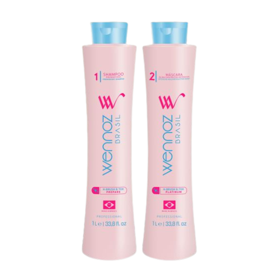 Wennoz H-Brush B.Tox Platinum Kit 2 Passos 1L – Tratamento Reconstrutor para Cabelos Loiros