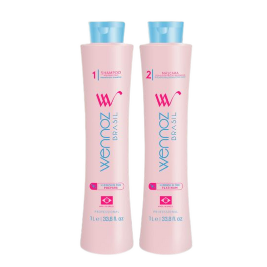 Wennoz H-Brush B.Tox Platinum Kit 2 Passos 1L – Tratamento Reconstrutor para Cabelos Loiros