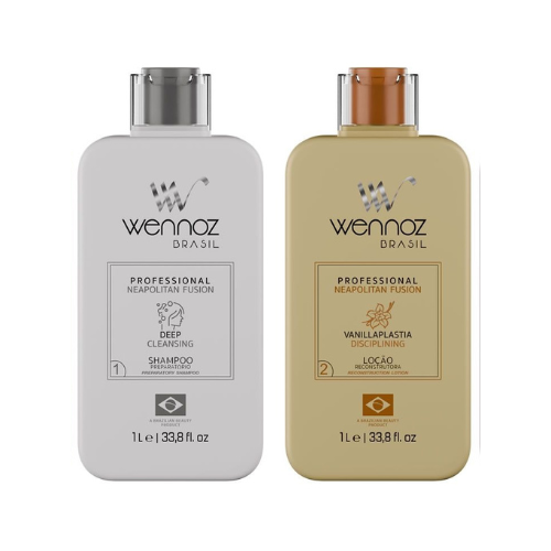 Wennoz Napolitan Fusion Vanilla 2x1L – Tratamento Alisante Orgânico com Efeito Regenerador e Antifrizz